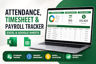 create attendance, payroll and timesheet tracker in google sheet and excel
