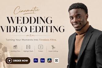 edit cinematic wedding videos, wedding films, highlight reels and trailers