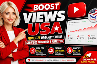 boost views USA monetize organic youtube CTR video promotion