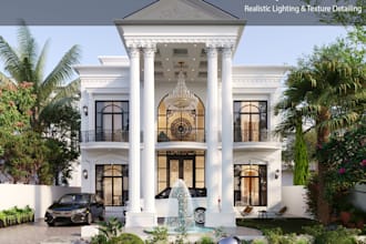 do 3d exterior rendering for luxury villa and house