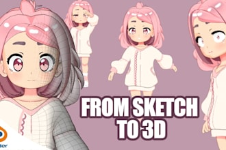create 3d character model for 3d vtuber, vrchat, rigging, anime and 3d vroid