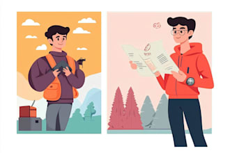 draw vector cartoon illustration in a modern flat style
