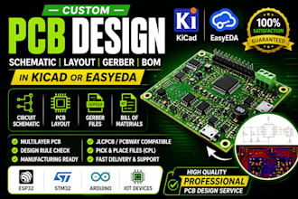 create custom pcb design, circuit schematic, and pcb layout in kicad or easyeda