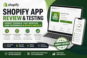 write shopify app review, shopify app installation, shopify app testing