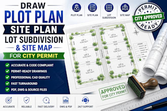 draw plot plan, site plan, lot subdivision, and site map for city permit