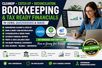 catchup bank reconciliation and tax ready financials in xero, quickbooks, wave