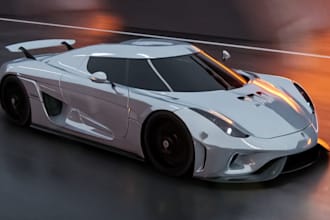 create futuristic concept 3d car for vfx and animation, blender rig, car physics