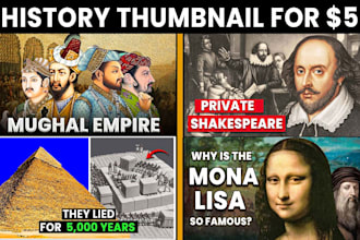 design urgent youtube thumbnails for history and documentary videos