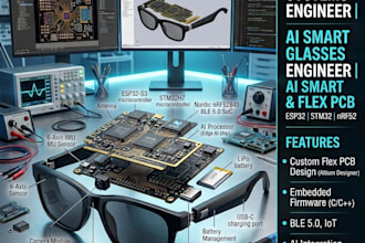 design esp32 stm32 nrf52 flex pcb, ai smart glasses and embedded systems