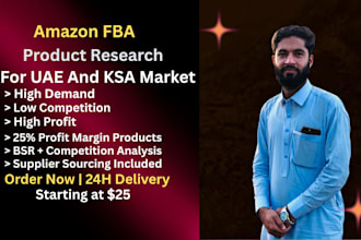 do amazon product research, hunting and sourcing for uae and ksa market