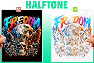 convert ai artwork to print ready halftone files for dtf dtg t shirt printing