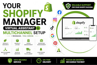 be your shopify manager virtual assistant and manage shopify multichannel setup