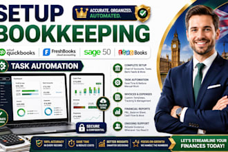 setup bookkeeping for quickbooks, freshbooks, sage 50,zohobook, task automation