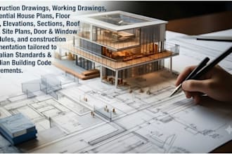 draw architectural house plan and construction drawings
