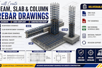 create beam, slab, and column rebar drawings