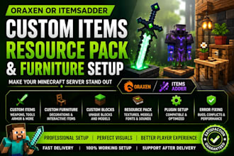 configure oraxen or itemsadder custom items resource pack and furniture