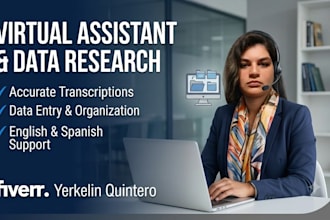be your virtual assistant for data research and transcription