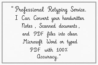 retype handwritten notes into word or typed PDF data entry