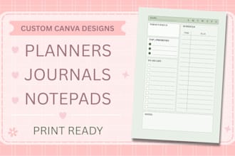 design custom printable planners, journals, or notepads