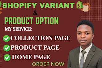 setup shopify products variants collections and product options