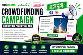 setup crowdfunding marketing gofundme indiegogo marketing kickstarter meta ads