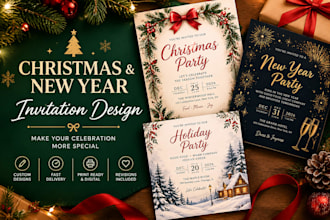design christmas, new year and holiday party invitations