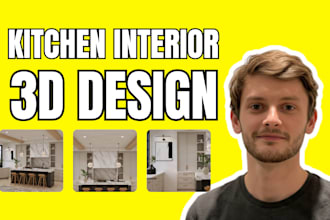 design 3d kitchen, modern kitchen interior and 3d rendering using 2020 software