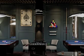 3d sport lounge interior,gaming center clubhouse design, restaurant space render
