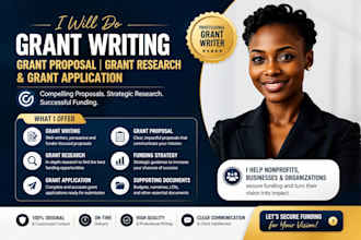 do grant writing, grant proposal, grant research, and grant application