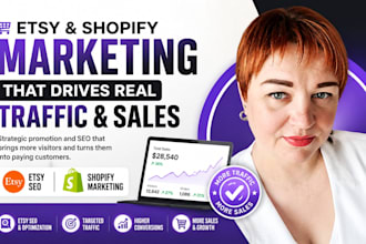 promote shopify store, esty promotion ecommerce marketing to boost sales traffic