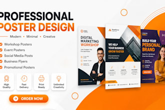 design modern professional, workshop  and social media posters