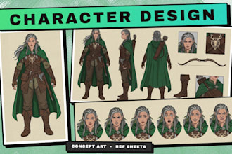 design ai character concept art and character reference sheets
