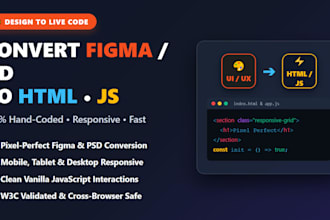 convert figma to responsive HTML, CSS and javascript