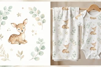 design seamless kids watercolor pattern for baby textile apparel