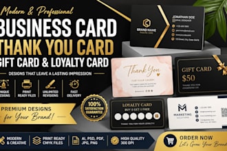 design modern business card, thank you card, gift card and loyalty card