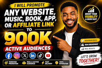 promote your website music ebook apps or affiliate link to 900k active audience