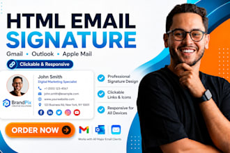 design clickable HTML email signature for gmail, apple mail and outlook