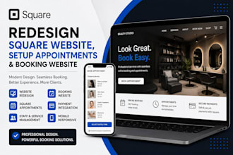 redesign square website, setup square appointments and square booking website