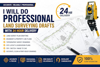 do professional land surveying drafts with 24 hour delivery