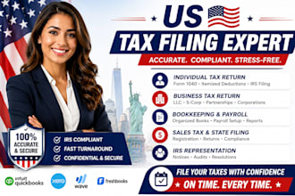 prepare file accurate US federal state tax returns for individuals, llc form1040