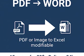 je convertirai votre PDF ou image en word ou excel modifiable