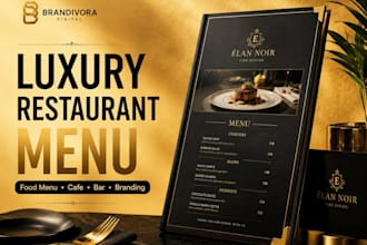 design a luxury restaurant menu and food branding experience