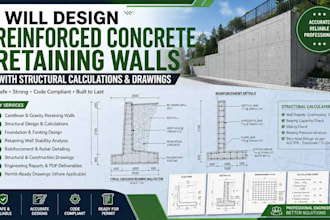 design reinforced concrete retaining walls calculations drawings