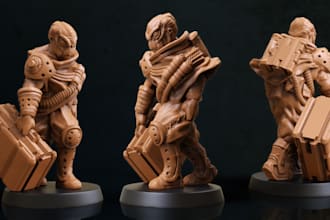 create 3d miniature, 3d figurine, 3d sword, cosplay sword, and 3d helmet models