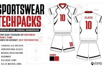 create sportswear and activewear tech pack for production