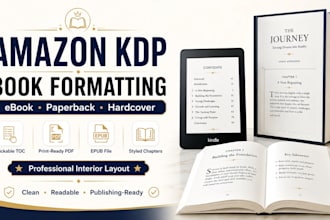 format your amazon KDP ebook paperback and hardcover book