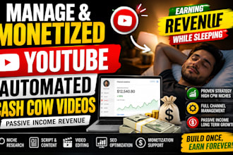 manage and monetized youtube automated cash cow videos passive income revenue