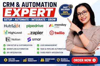 hubspot crm pipedrive monday crm gohighlevel crm notion zapier automation twillo