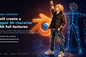 create a rigged 3d character in blender with textures