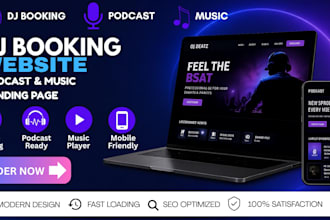 design dj booking website, podcast website, and music landing page